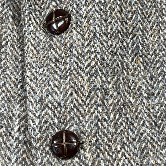 Harris Tweed Blazer Mens 44 Short Brown Herringbone Wool Hand Woven Scotland - Picture 16 of 16